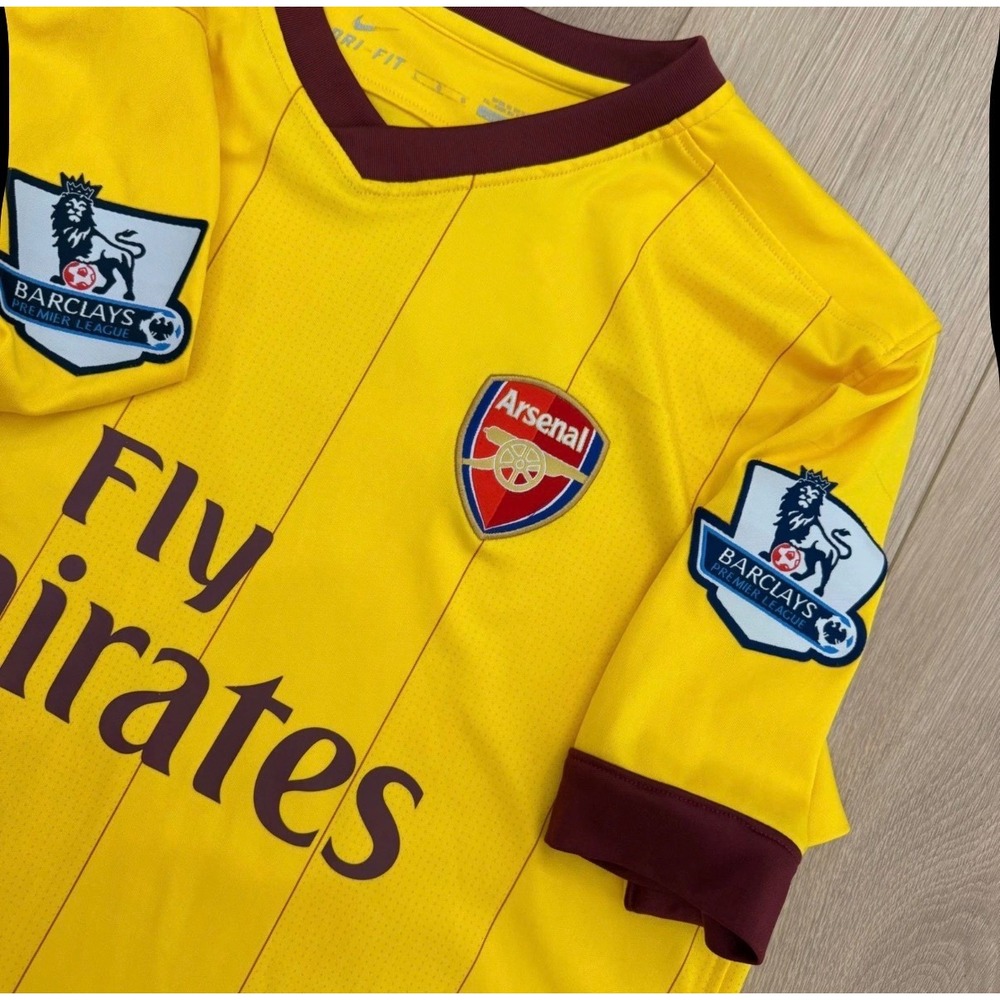 H7 Nike Arsenal FC 2010-2011 Away Jersey Yellow #21 Fabianski Premier League L - Picture 5 of 7